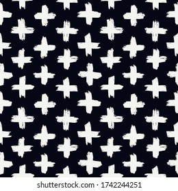 Paint brush strokes seamless pattern. Freehand grunge design background. Dash line motif modern minimal ornament. Trendy handdrawn doodle geometric print. Artistic hand drawn abstract vector wallpaper