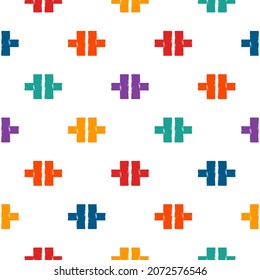 Paint brush strokes seamless pattern. Freehand design background. Crosses motif modern minimal ornament. Trendy handdrawn doodle geometric print. Artistic hand drawn abstract vector wallpaper