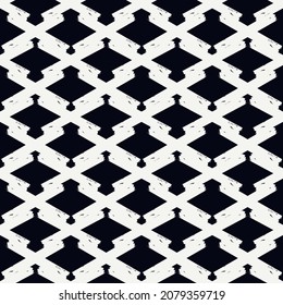 Paint brush strokes seamless pattern. Arrow, diamond motif modern minimal ornament. Freehand design background. Trendy handdrawn simple geometric print. Artistic hand drawn abstract vector wallpaper