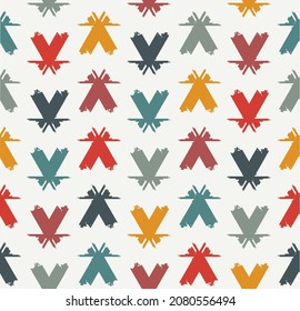 Paint brush strokes seamless pattern. Freehand design background. Arrow motif modern minimal ornament. Trendy handdrawn doodle geometric print. Artistic hand drawn abstract vector wallpaper