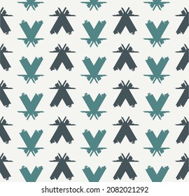 Paint brush strokes seamless pattern. Freehand design background. Arrow motif modern minimal ornament. Trendy handdrawn doodle geometric print. Artistic hand drawn abstract vector wallpaper
