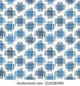 Paint brush strokes seamless pattern. Freehand grunge design background. Squares motif modern minimal ornament. Trendy handdrawn doodle geometric print. Artistic hand drawn abstract vector wallpaper