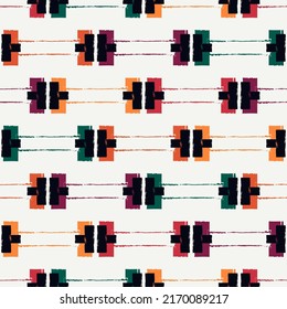 Paint brush strokes seamless pattern. Freehand design background. Brackets motif modern minimal ornament. Trendy handdrawn doodle geometric print. Artistic hand drawn abstract vector wallpaper