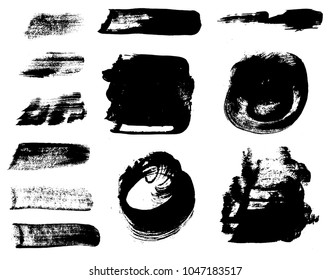 Paint brush strokes set. Grunge design elements. isolated on white
