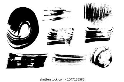 Paint brush strokes set. Grunge design elements. isolated on white