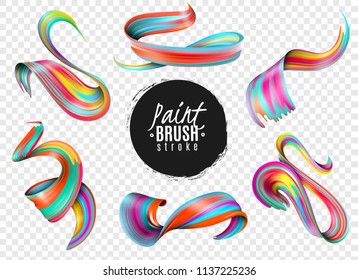 Paint Brush Strokes Transparent Set