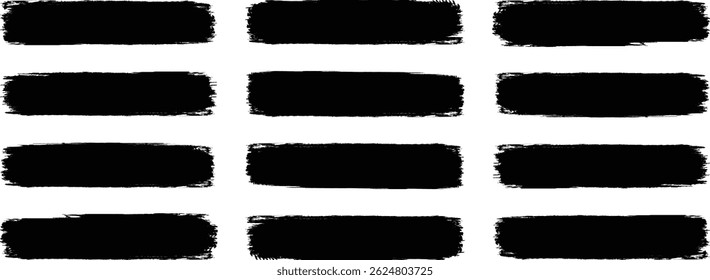 Paint brush strokes. Brush strokes vector. Hand drawn brush stroke textures set. Grunge banner background. Vector paint bold brush strokes. Ink stroke set