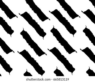 Paint brush strokes. Vector hand drawn seamless pattern