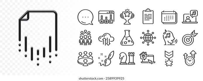 Paint brush, Target and Voicemail line icons for web app. Glare of light effect. Message icon. Pack of Music, Work home, Recovery file pictogram icons. Vector