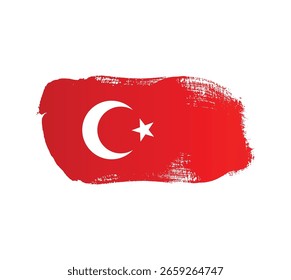 Paint brush textured Turkey flag png. Turkish flag ink splatter effect for independence day in a creative design. Türkiye  29th August.