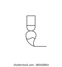 Paint brush thin line icon, painting outline vector logo illustration, linear pictogram isolated on white