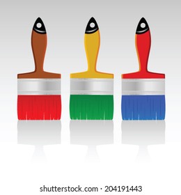 paint brush in three color vector illustration 