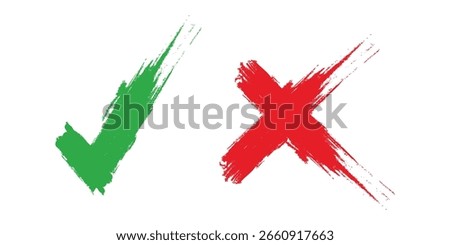 Paint brush tick and cross marks