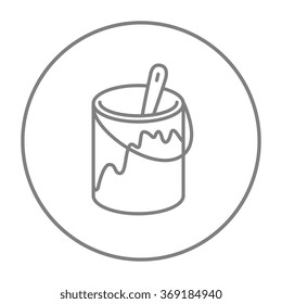 Paint brush in the paint tin line icon.