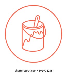 Paint brush in the paint tin line icon.