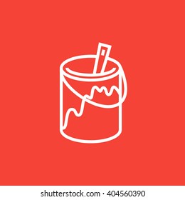 Paint brush in the paint tin line icon.