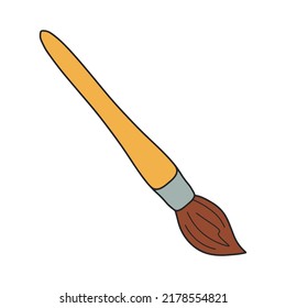 Paint brush. Tool for the artist. School office. Hand drawn vector illustration.