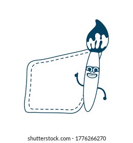paint brush tool kawaii comic character vector illustration design