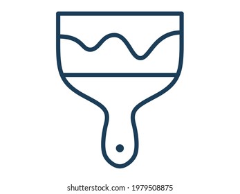 paint brush tool single icon white isolated background with outline style