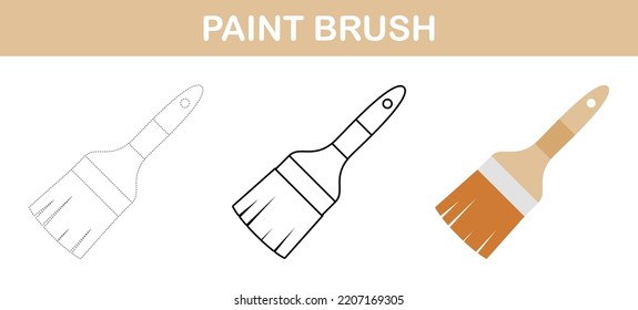 Paint Brush Tracing and Colour-Arbeitsblatt für Kinder