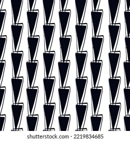 Paint brush triangles ornament. Seamless pattern. Hand drawn geometrical backdrop. Triangular shapes wallpaper. Geometric background. Ethnic motif. Tribal digital paper. Textile print. Vector art.