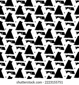 Paint brush triangles ornament. Seamless pattern. Hand drawn geometrical backdrop. Triangular shapes wallpaper. Geometric background. Ethnic motif. Tribal digital paper. Textile print. Vector art