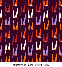 Paint brush triangles ornament. Seamless pattern. Hand drawn geometrical backdrop. Triangular shapes wallpaper. Geometric background. Ethnic motif. Tribal digital paper. Textile print. Vector work.