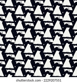 Paint brush triangles ornament. Seamless pattern. Hand drawn geometrical backdrop. Triangular shapes wallpaper. Geometric background. Ethnic motif. Tribal digital paper. Textile print. Vector art