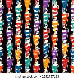Paint brush triangles ornament. Seamless pattern. Hand drawn geometrical backdrop. Triangular shapes wallpaper. Geometric background. Ethnic motif. Tribal digital paper. Textile print. Vector work.