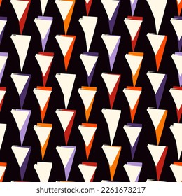 Paint brush triangles ornament. Seamless pattern. Hand drawn geometrical backdrop. Triangular shapes wallpaper. Geometric background. Ethnic motif. Tribal digital paper. Textile print illustration.