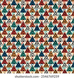 Paint brush triangles ornament. Seamless pattern. Hand drawn geometrical backdrop. Triangular shapes. Geometric background. Ethnic motif. Tribal digital paper. Textile print. Chevrons vector