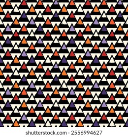 Paint brush triangles ornament. Seamless pattern. Hand drawn geometrical backdrop. Triangular shapes wallpaper. Geometric background. Ethnic motif. Tribal digital paper. Textile print. Vector art