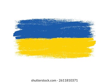 Paint Brush Ukraine flag png white background. Abstract Ukraine flag Ink drawing grunge texture. Elegant Grungy Ukraine flag watercolor textured