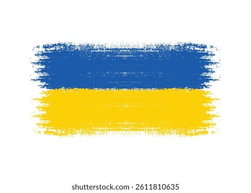 Paint Brush Ukraine flag png white background. Abstract Ukraine flag Ink drawing grunge texture. Clean Grungy Ukraine flag watercolor splatter textured