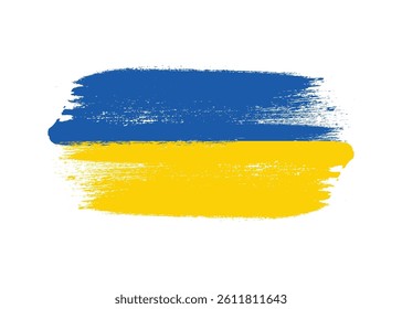 Paint Brush Ukraine flag png white background. Abstract Ukraine flag Ink drawing grunge texture. Grungy Ukraine flag watercolor vector
