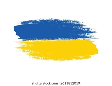 Paint Brush Ukraine flag png white background. Abstract Ukraine flag Ink drawing grunge texture. Grungy Ukraine flag watercolor vintage style 