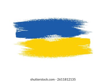 Paint Brush Ukraine flag png white background. Abstract Ukraine flag Ink drawing grunge texture. Grungy Ukraine flag watercolor hand painted style