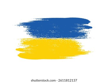 Paint Brush Ukraine flag png white background. Abstract Ukraine flag Ink drawing grunge texture. Grungy Ukraine flag watercolor hand painted style