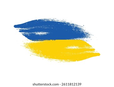 Paint Brush Ukraine flag png white background. Abstract Ukraine flag Ink drawing grunge texture. Grungy Ukraine flag watercolor hand painted style