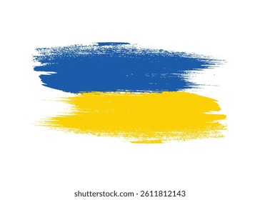 Paint Brush Ukraine flag png white background. Abstract Ukraine flag Ink drawing grunge texture. Grungy Ukraine flag watercolor hand painted style