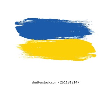 Paint Brush Ukraine flag png white background. Abstract Ukraine flag Ink drawing grunge texture. Grungy Ukraine flag watercolor hand painted style