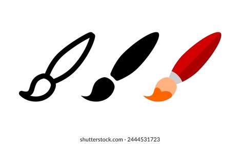 Paint Brush-Vektorgrafik Zeichenwerkzeuge. Design-Stil Linien, Volumenkörper und Flach. Perfekt für Web und Mobile Icon.