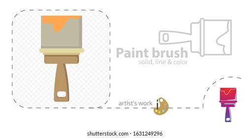 Paint brush vector flat illustration, solid, line icon