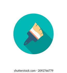 Paint brush vector icon art symbol, flat design, long shadow