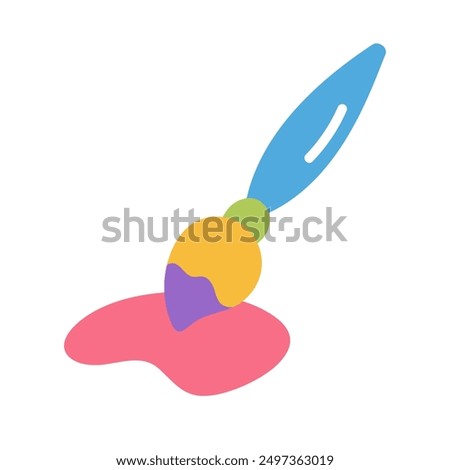 Paint Brush. Paint brush vector icon. Artist brush with colourful blot. Classic paintbrush