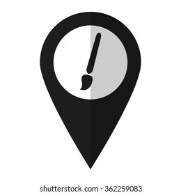 Paint brush - vector icon;  black map pointer