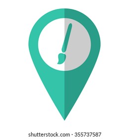 Paint brush - vector icon;  green map pointer