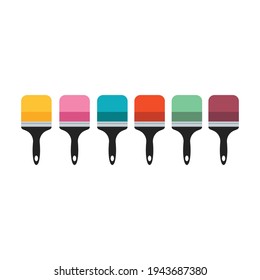 Paint Brush Vector Icon Illustration set colored on white background.