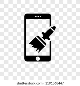 Paint brush vector icon isolated on transparent background, Paint brush transparency logo concept
