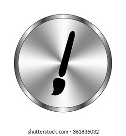 Paint brush - vector icon;  metal button